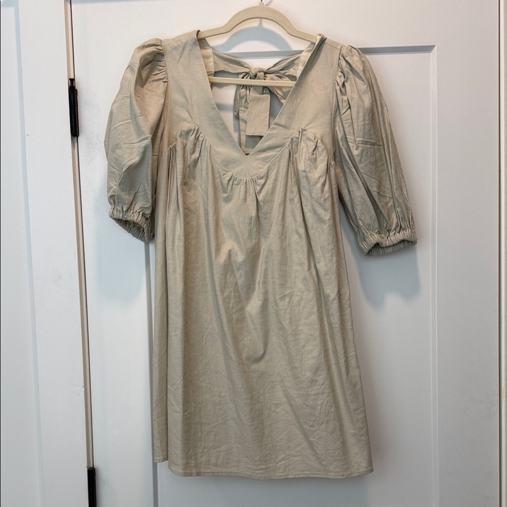 Tularosa Beige Puff Sleeve Dress